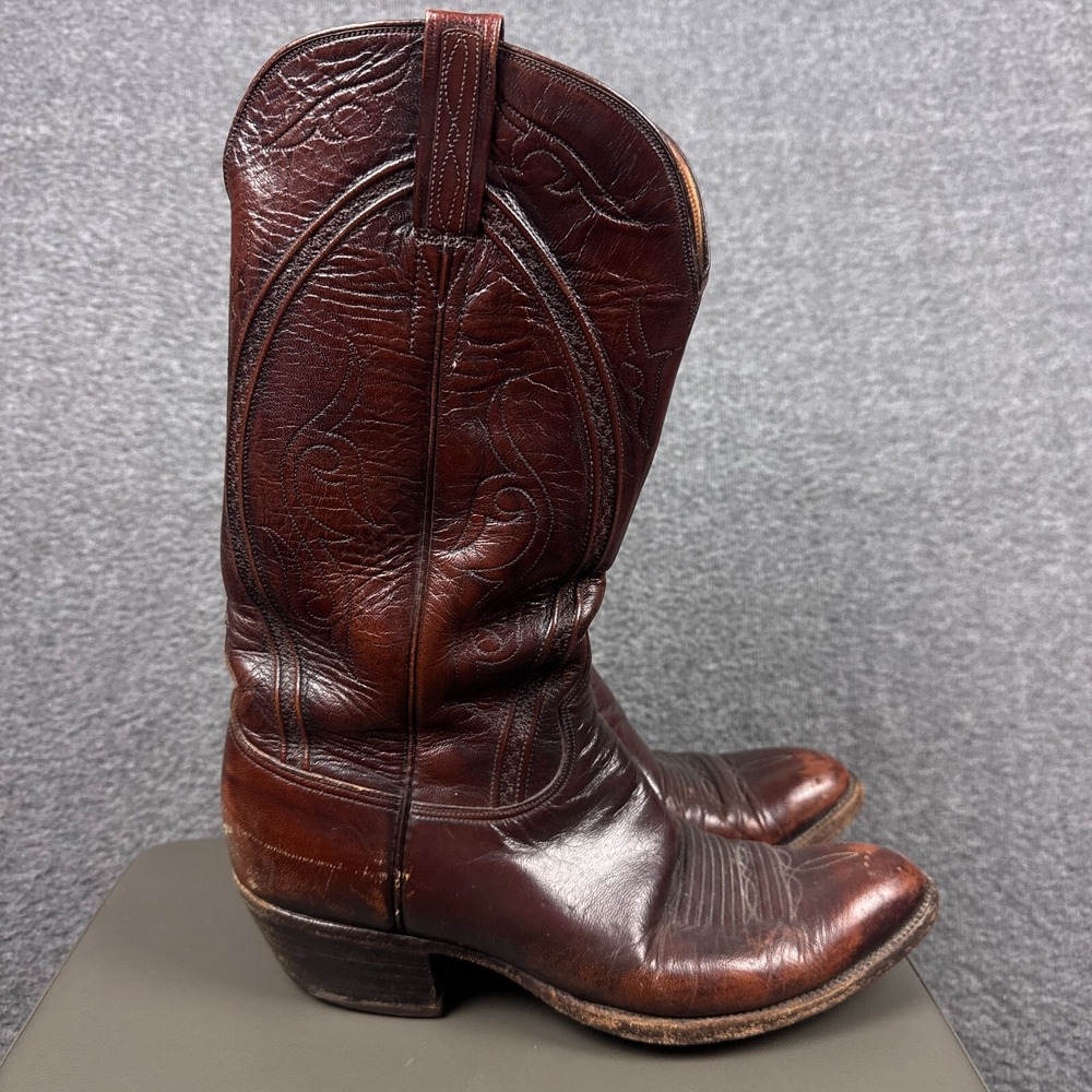 Lucchese Cowboy Western Boots Men's 9.5 D San Antonio 48440‎ Brown Leather USA